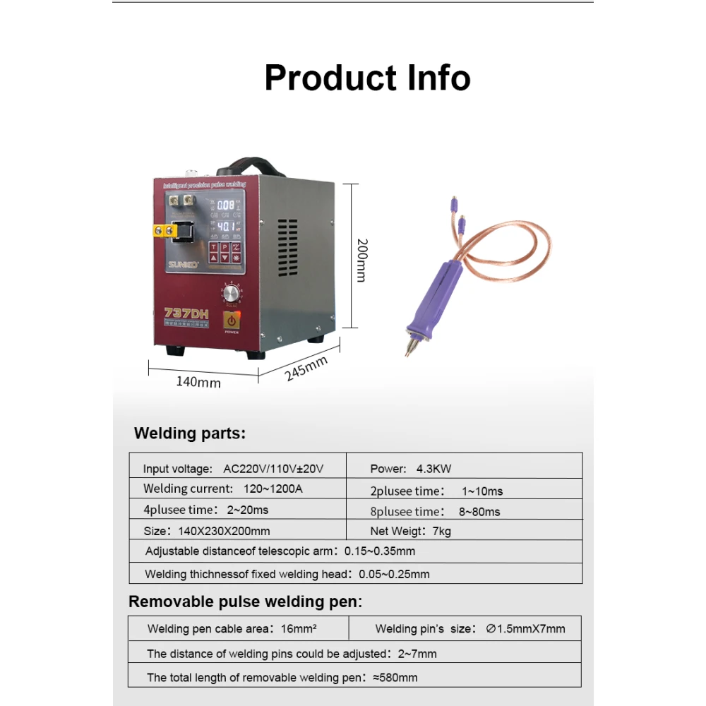 Saldatrice a punti Sunkko 737DH per batterie al litio 18650 14500 21700