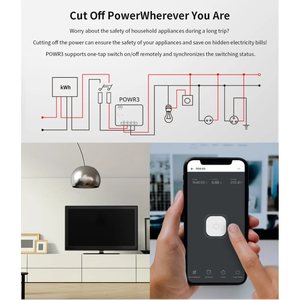 SONOFF Pow R3 - Interruttore Smart WiFi ad Alta Potenza con Monitoraggio
