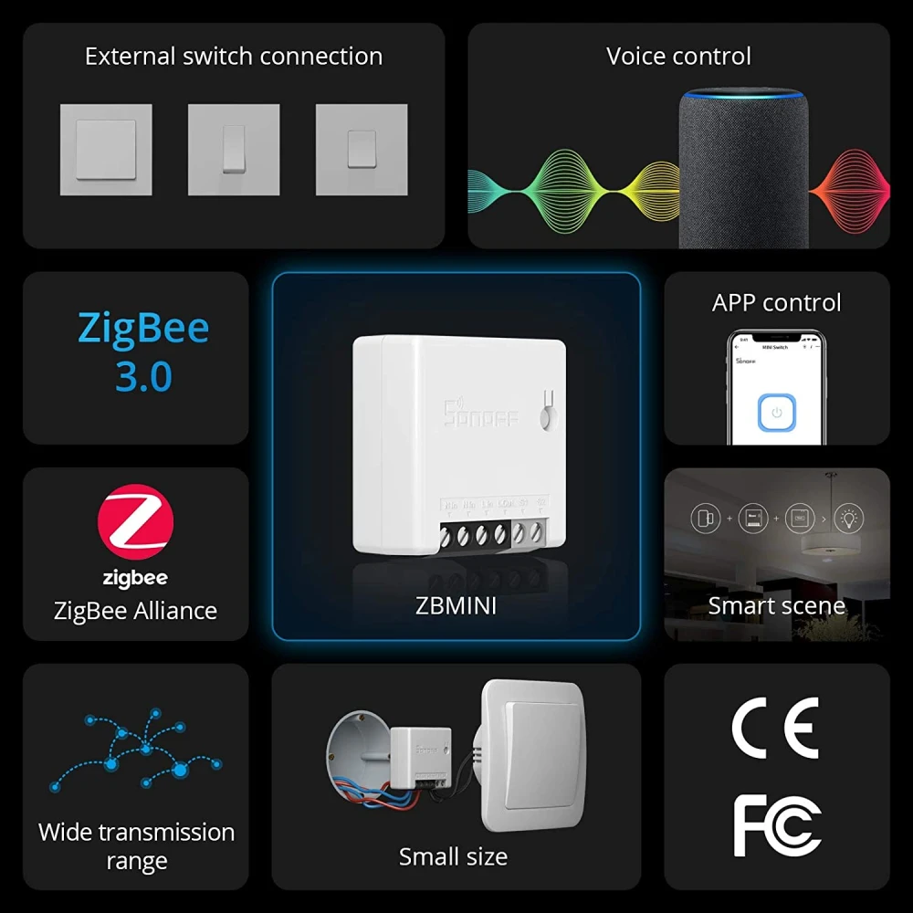 SONOFF ZBMINI ZigBee Interruttore Smart Mini per Controllo Luci 2 Vie