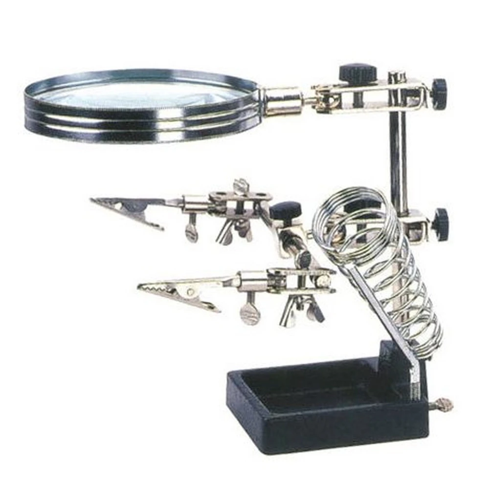 Supporto con lente d'ingrandimento per saldatura elettronica con mani libere