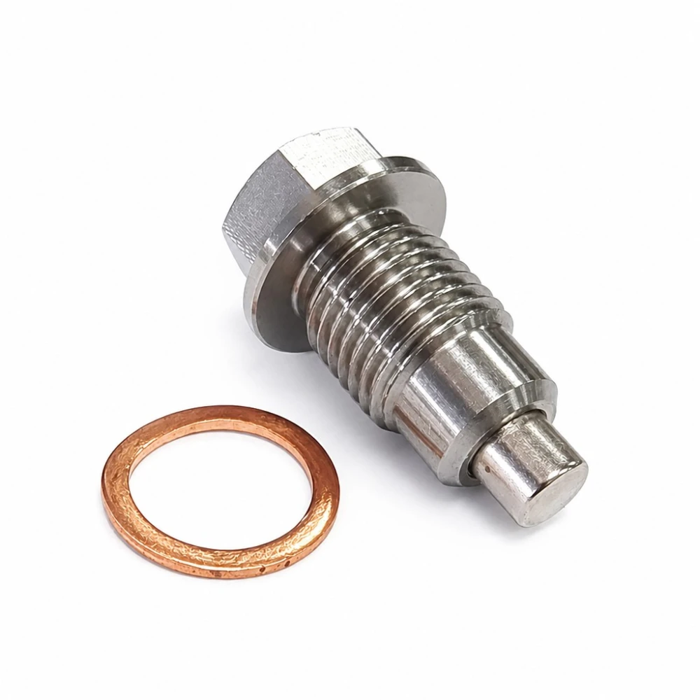 Tappo di Scarico Olio Magnetico Acciaio Inox M12 x 1,25 con Rondella - Coppa Olio Auto Moto