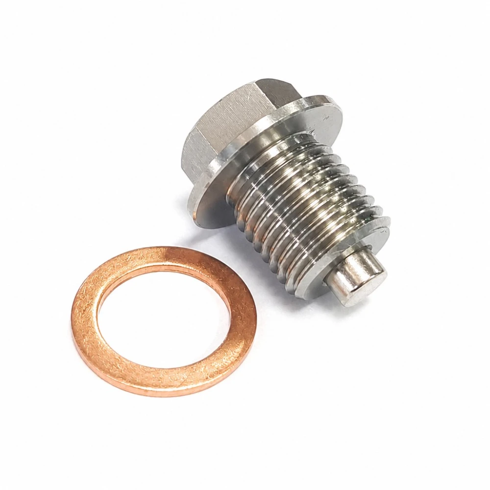 Tappo Scarico Olio Magnetico Acciaio Inox M12 x 1,5 con Rondella - Coppa Olio Auto Moto