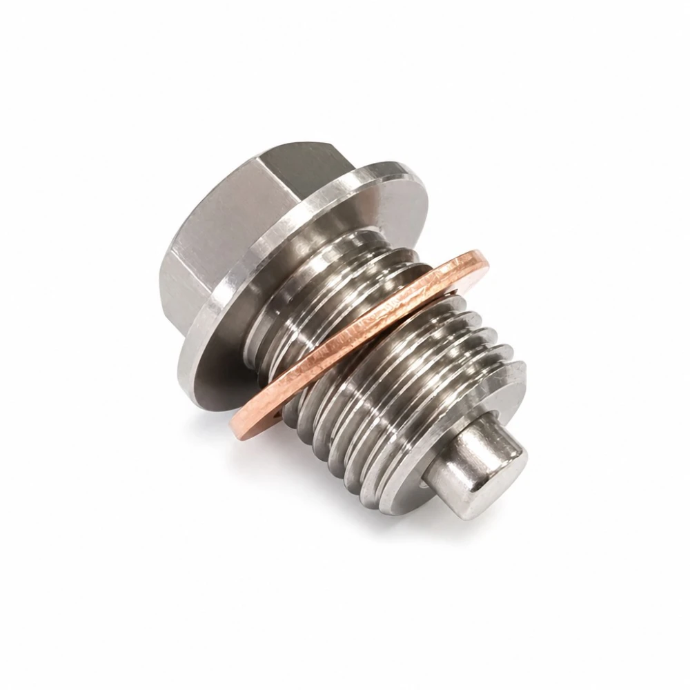 Tappo Scarico Olio Magnetico Acciaio Inox M18 x 1,5 con Rondella - Coppa Auto Moto