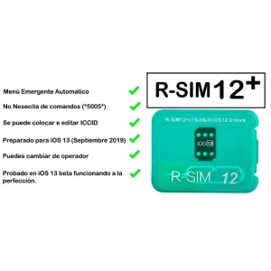 Scheda unlock R-SIM 12 per iPhone 5s, 6, 6s, 7, 8 e X compatibile con iOS 11 e iOS 12