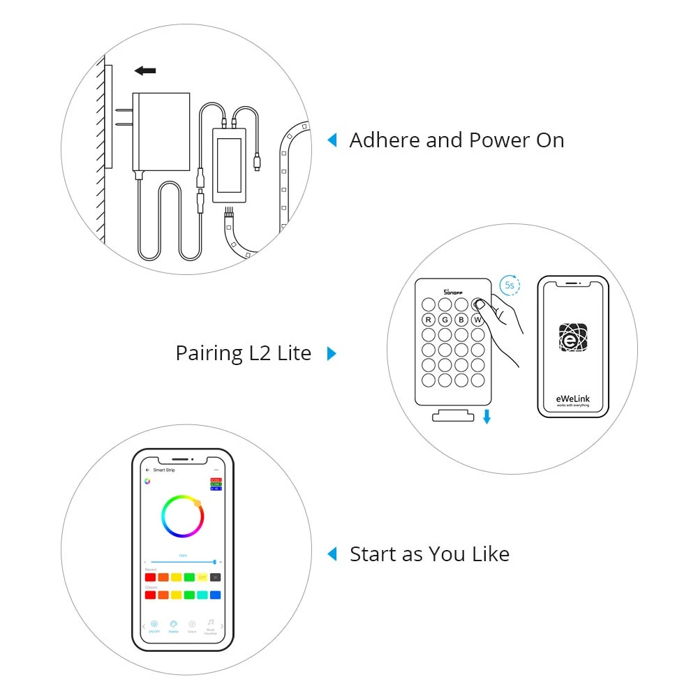 Striscia LED intelligente WiFi SONOFF L2 Lite 5 metri con telecomando e app