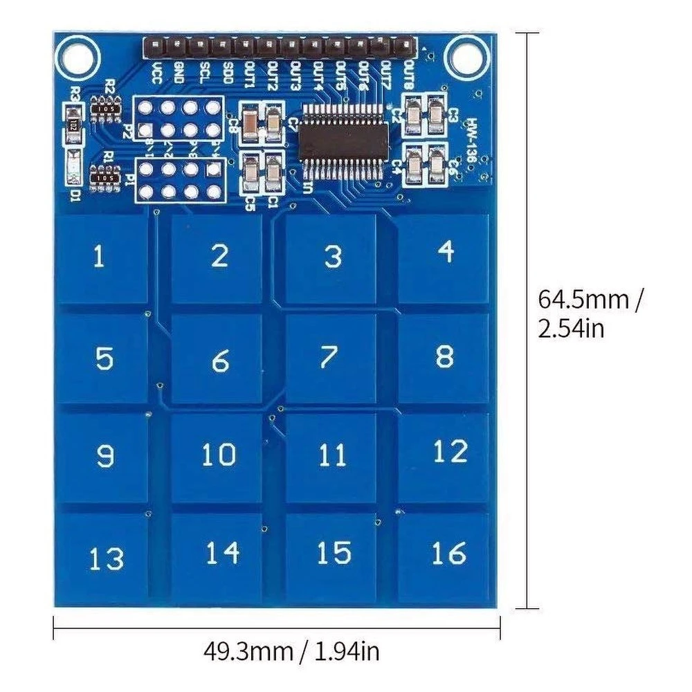 Modulo touch capacitivo TTP229 a 16 canali per Arduino