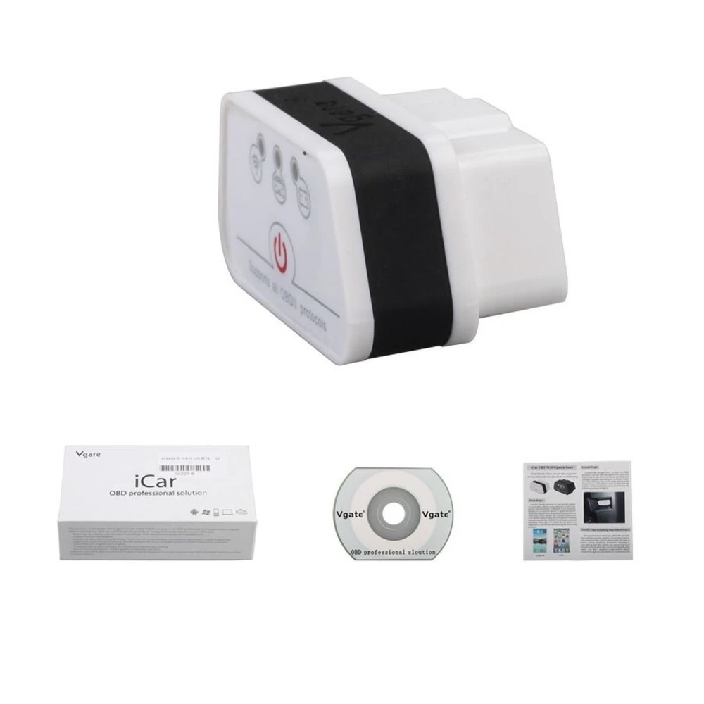 Vista lateral del escáner Vgate iCar2 OBD2 Elm327 WiFi compacto