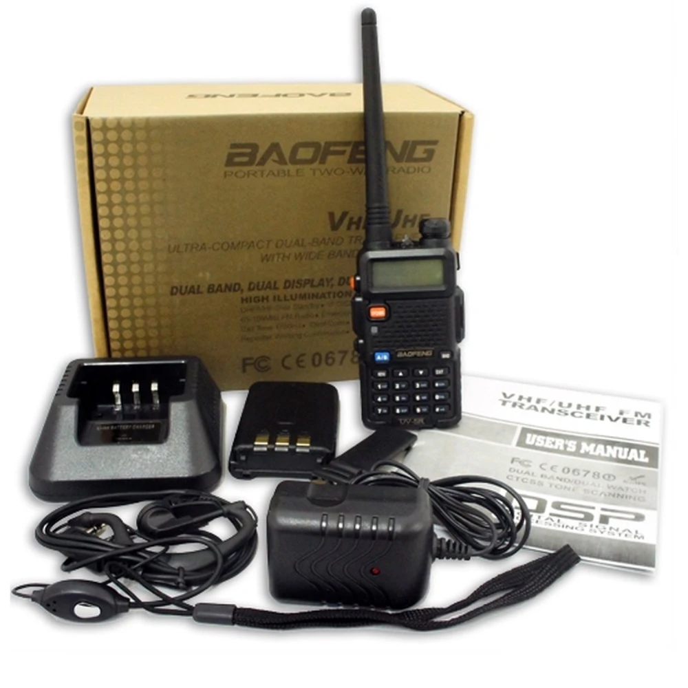 Walkie talkie Baofeng UV-5R 8W con auricolare e radio dual band VHF/UHF